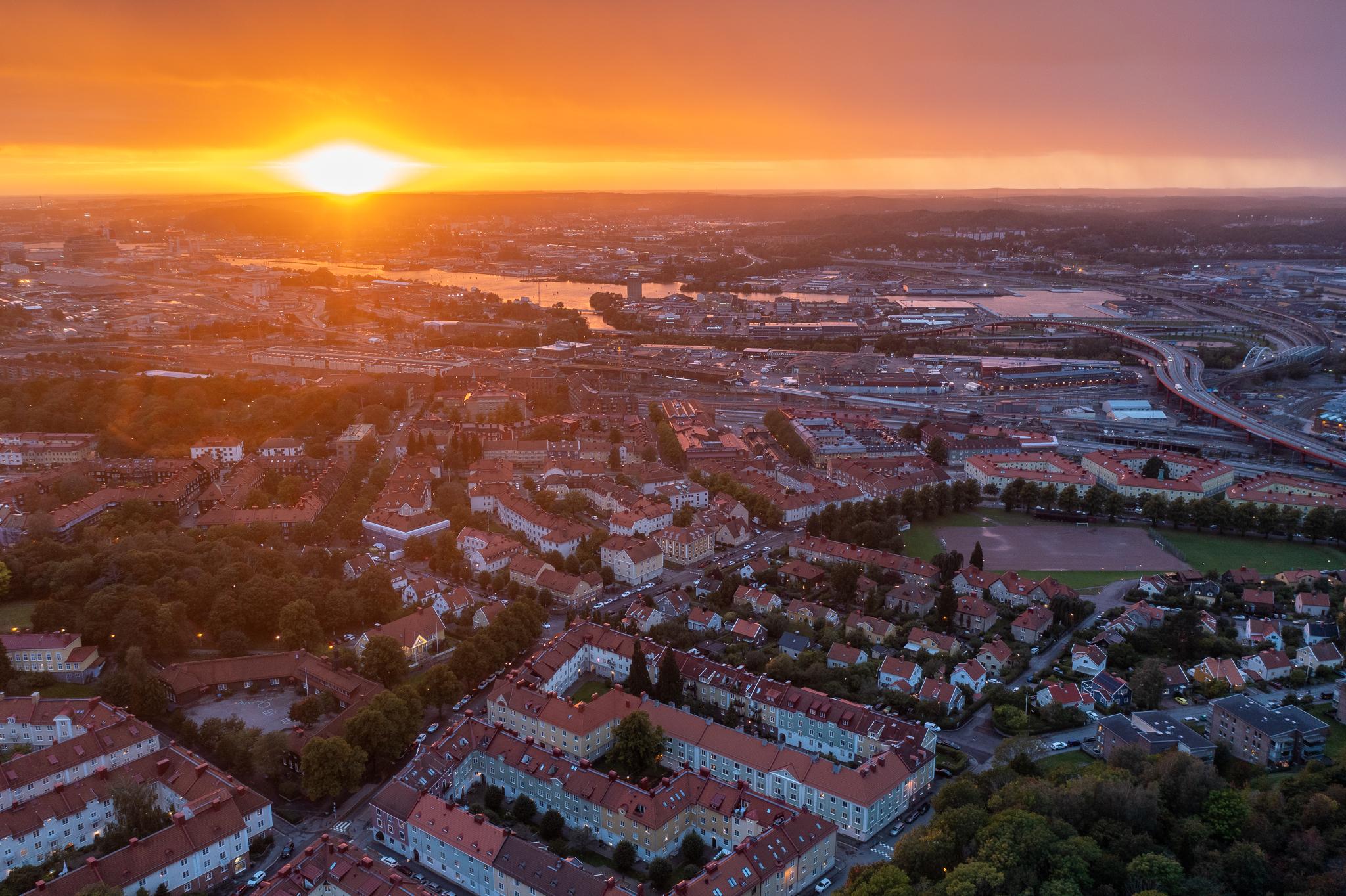 Solnedgång över Bagaregåden