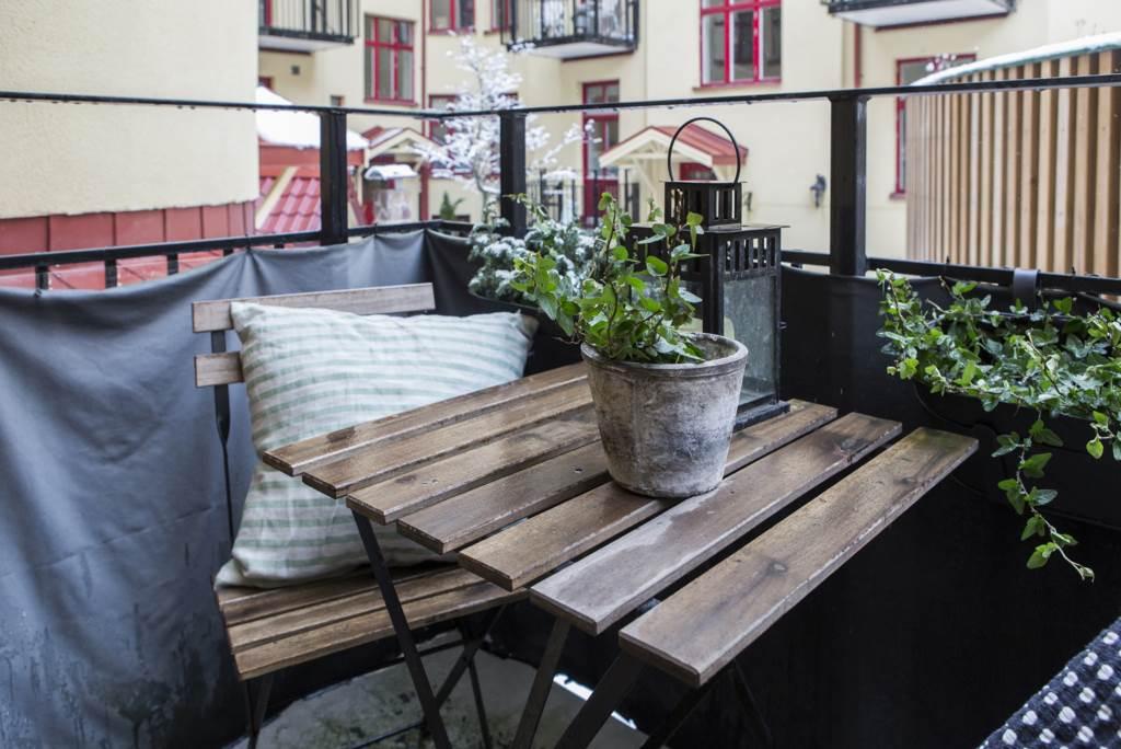 Balkong hör inte till vanligheterna i en etta