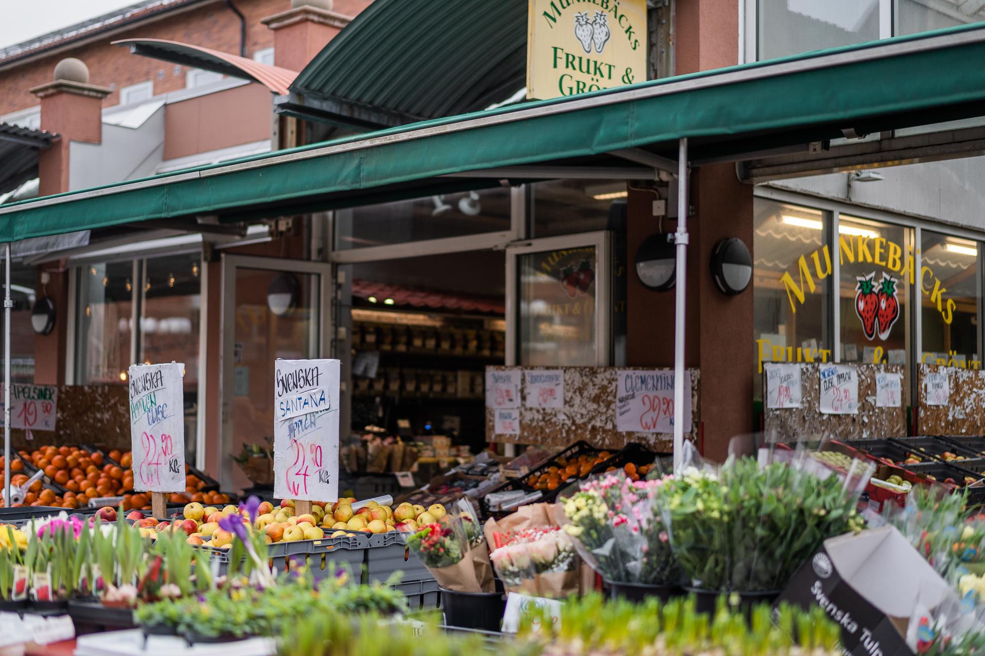 Frukt- och grönsakshandel på Munkebäckstorget