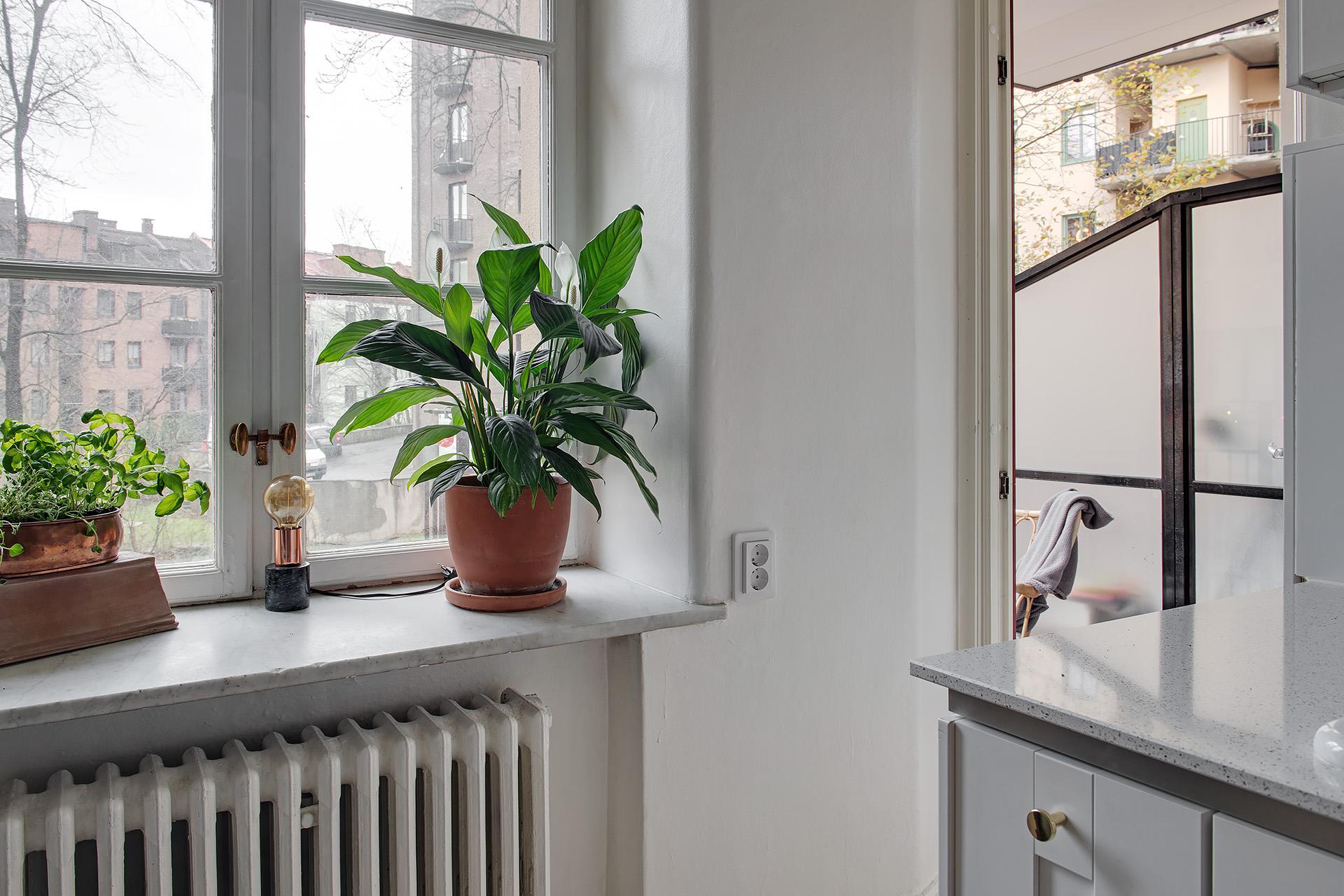 Balkong med förmiddagssol