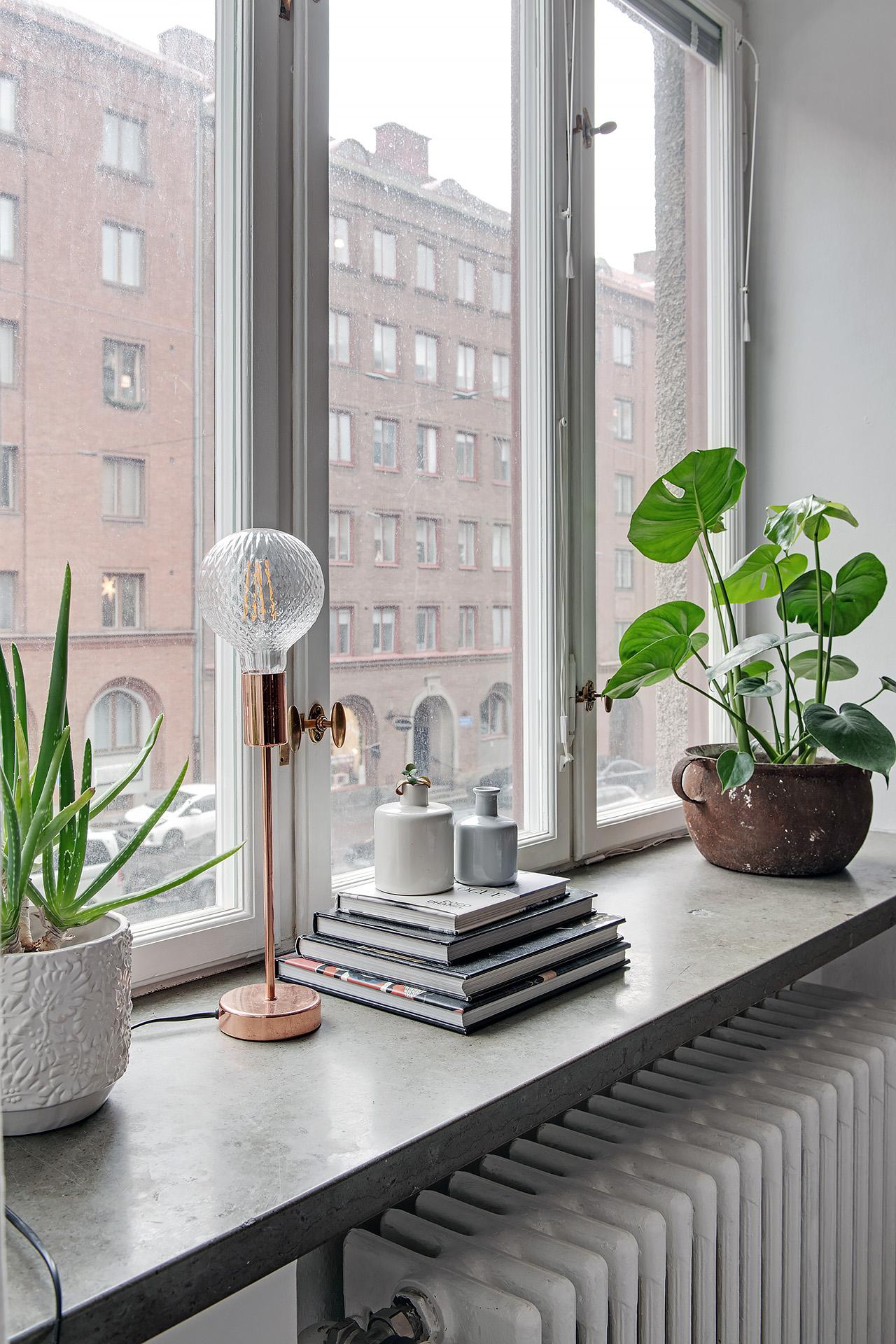 Nyrenoverade dubbelglasfönster ut mot Eklandagatan 