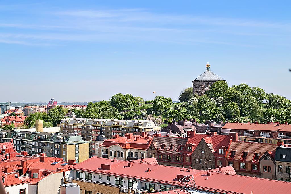 Mot norr: Linnés tak och Skansen Kronan