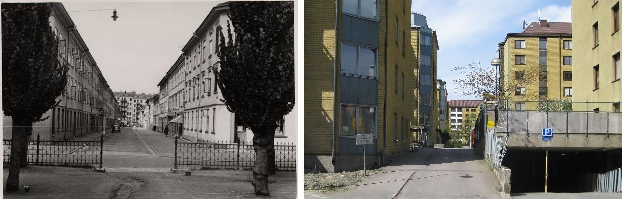 Albogatan, 1960-talet / Albotorget 2015 (bilder från annedalspojkar.se)