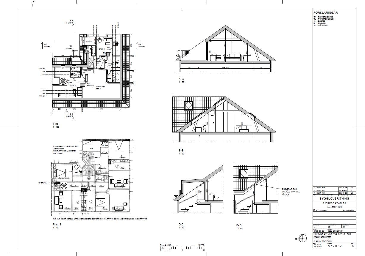 Bygglovsritning för vindsuppbyggnad
