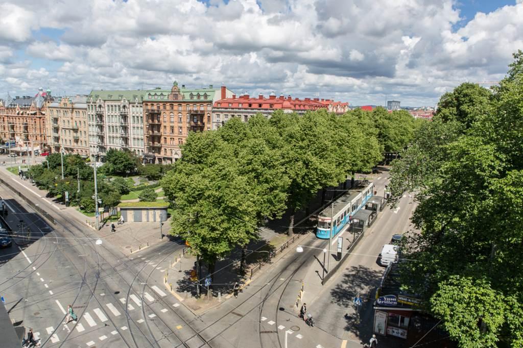 Lågupplöst Fri vy över Vasaplatsen och längs Vasagatan